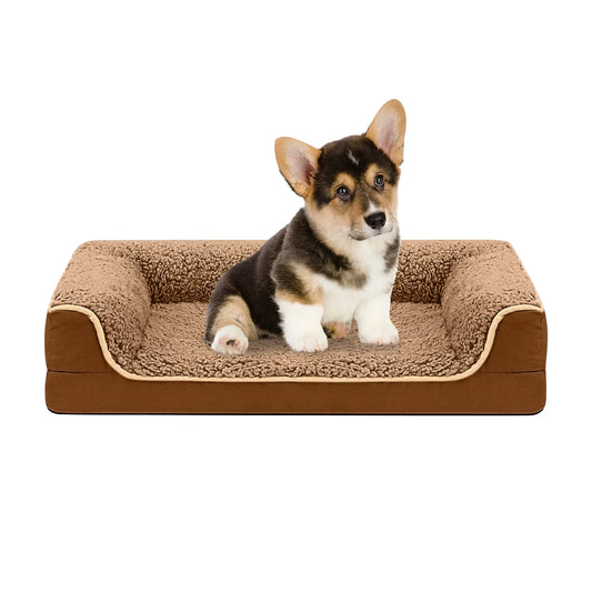 Dog Bed for Large Medium Small Dogs Orthopedic Dog Sofa Bed Non Slip Pet Couch with Removable Washable Cover Supportive Egg Crate Foam S to XL, Brown