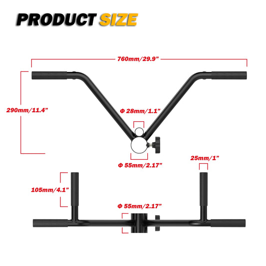 Bar Row Multi-Grip Rubber Handle, Steel Exercise Machine Attachment, 248''
