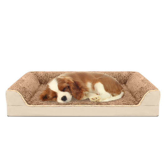 Dog Bed for Large Medium Small Dogs Orthopedic Dog Sofa Bed Non Slip Pet Couch with Removable Washable Cover Supportive Egg Crate Foam S to XL, Khaki