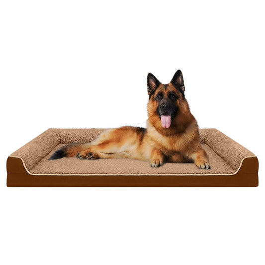 Dog Bed for Large Medium Small Dogs Orthopedic Dog Sofa Bed Non Slip Pet Couch with Removable Washable Cover Supportive Egg Crate Foam S to XL, Brown